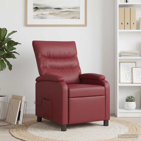 vidaXL Silla de masajes reclinable Rojo vino Cuero sintético (1/4)