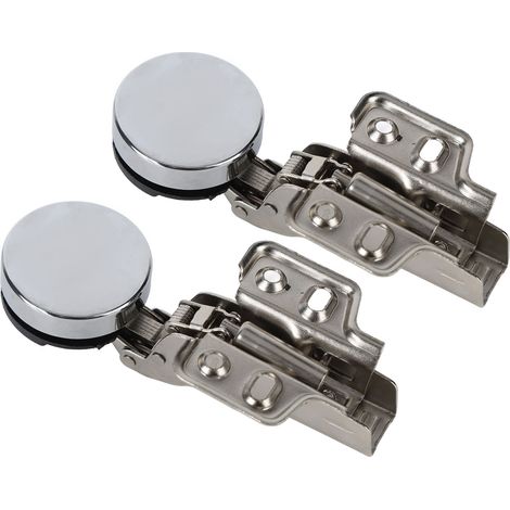 Lot de 2 charnières porte vitrée meuble acier inox 201 coupelle 35 mm amortisseur fermeture silencieuse grand coude encastrable (1/5)