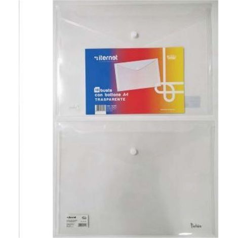 BUSTE PORTADOCUMENTI A4 CON BOTTONE - 10PZ - TRASPARENTI (ITR7011TR)