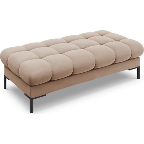Banc 2 places en velours beige (1/5)