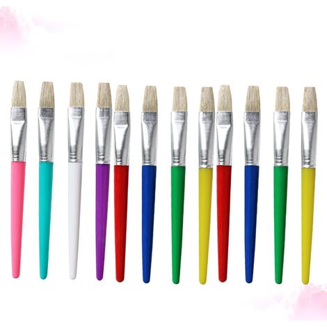 Set de Pinceaux de Peinture Poils en Soie et en Plastique Lot de 12 Pratique à Transporter et pour Garçon et Filles pour Aquarelle et Poterie (1/5)