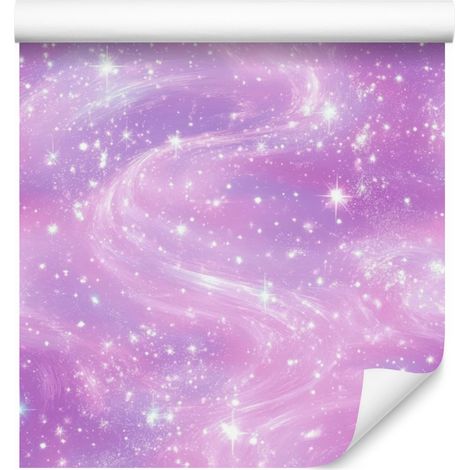 Carta da parati con galassia ad acquerello, lavanda, viola e bianco, 50x1000 cm (1/5)