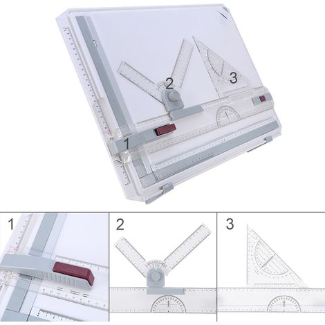Table à dessin A3 multifonction avec règle parallèle et rapporteur ajustable, planche à croquis pour école, support inclinable, kit de dessin technique, outil de précision pour étudiants et architecte (1/5)