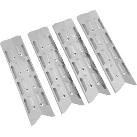 Lot de 4 couvercles de brûleurs pour barbecue, plaques de protection thermique, protection contre la chaleur, en acier inoxydable émaillé, réglables, universels et durables. Accessoire pour barbecue (1/5)