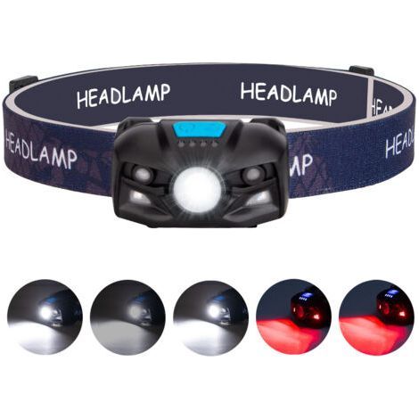 Headlamp,Rechargeable lumens headlamp with motion sensor, LED 5 brightness modes (1/5)