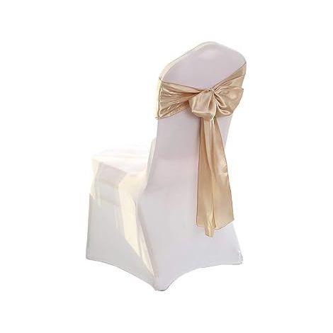 (Champagne) Un ensemble de 1 nœud de chaise en organza satiné avec une housse soyeuse (1/4)