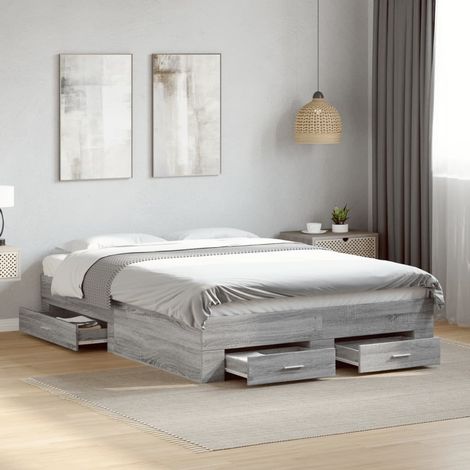 Cama con cajones madera ingeniería gris 120x200 cm