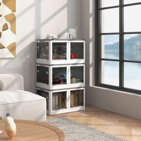 meuble rangement mobile pliable 69 litres blanc PP OKMYHOME (1/5)