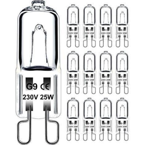 Ampoule G9 25W 230V Dimmable Blanc Chaud, Ampoule Halogène G9 Tolérance de 300°C, Ampoule Four G9 Pour Four Micro-ondes Cuisinière Plafonniers, Lot de 12 (1/5)