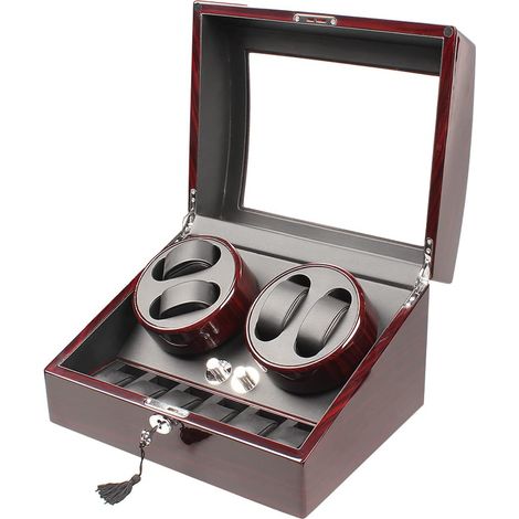 1 Remontoir automatique 8 montres, 9 compartiments, moteur silencieux, bois laqué, verre trempé, salon bureau (1/5)