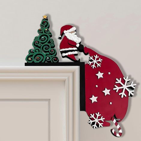 Weihnachts-Türdekoration – lustiger Schneemann, Weihnachtsmann, Eckschild für Türrahmen (Weihnachtsmann) (1/5)