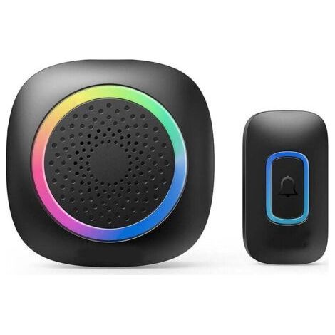 Wireless battery-operated doorbell - IP66 waterproof - 400m range - Removable battery - 60 melodies, 5 volumes - For home, hotel, office. (1/4)