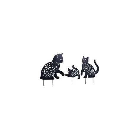 Décoration de Jardin Chat 3PCS,Métal Conception Creuse Statues animales décoratives Mignon en Plein air pour Cour de Patio pelouse Porche Cour décor de Jardin Ornements de pelouse (1/5)