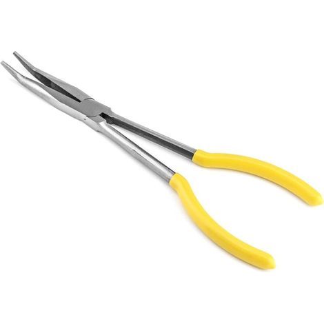 Gebogene Spitzzange, lange Spitzzange, 280 mm / 11 Zoll, 25-Grad-Biegung, für schwer zugängliche, enge Stellen (1/5)