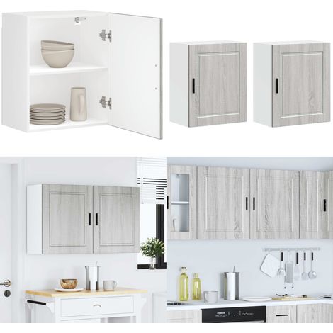 vidaXL Armoires murales de cuisine 2 pcs Porto sonoma gris (1/5)