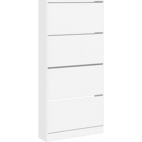 vidaXL Armoire à chaussures 4 tiroirs rabattables blanc 80x21x163,5 cm (1/6)