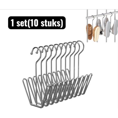 Ensemble de 10 porte chaussures en acier inoxydable en forme de U pour balcon terrasse et rangement extérieur (1/5)