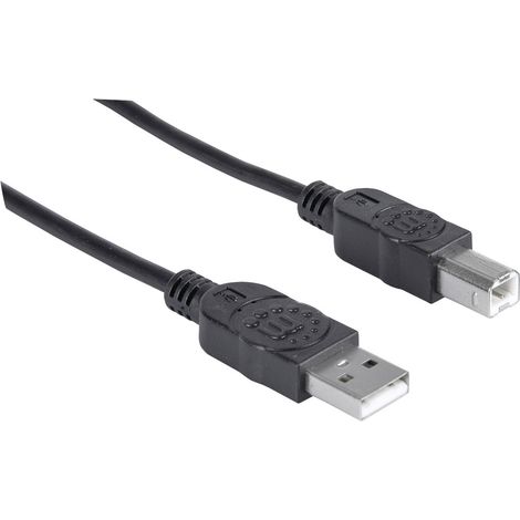 Manhattan USB 2.0 AM-BM Druckerkabel, geschirmt, 5 m, Schwarz (1/4)