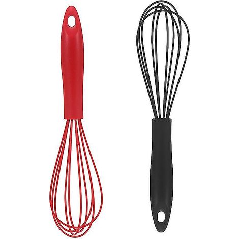 Silicone Whisk 2 Pack Red And Black 10" Upgraded Kitchen Silicone Whisk Balloon Set Sturdy Egg Beater Baking Tools (1/5)