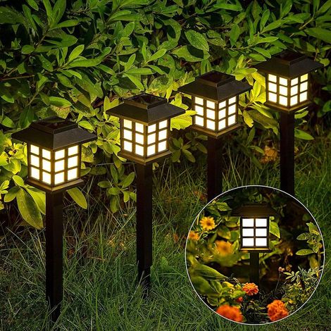 Paquet de 4 lumières solaires extérieures de jardin LED petite maison lumière de pelouse imperméable contrôle intelligent de la lumière couleur chaude (1/5)