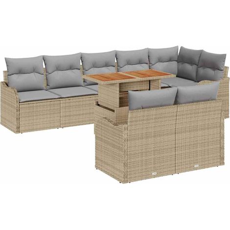 Garden Sofa Set 9 pcs Beige and light grey 100 x 55 x 73 cm vidaXL (1/5)