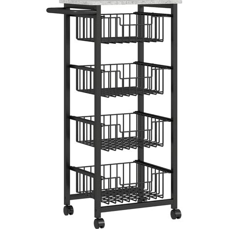 CHICFURN Carrello da cucina a 4 livelli 49,5 x 31 x 91 cm grigio chiaro in metallo con ruote (1/5)