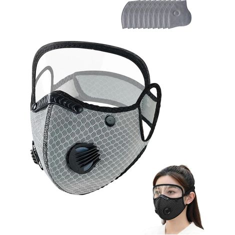 Reusable Carbon Filter Dust Mask With Adjustable Goggles,Carbon-Filter Dust Mask,Dust-Masks Breathing Protection Fine-Dust,With 10 Activated Carbon Filters,For Painting,Woodworking(B) (1/5)