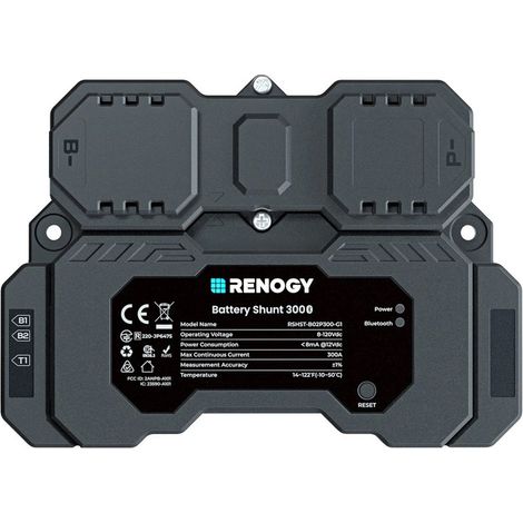 Renogy Battery Shunt 300, Remote Battery Monitoring, Range 8V-120V up to 500A, High Precision Current Sensor, Compatible Lead Acid, LFP, Li-ion, and Ni-MH Batteries (1/5)