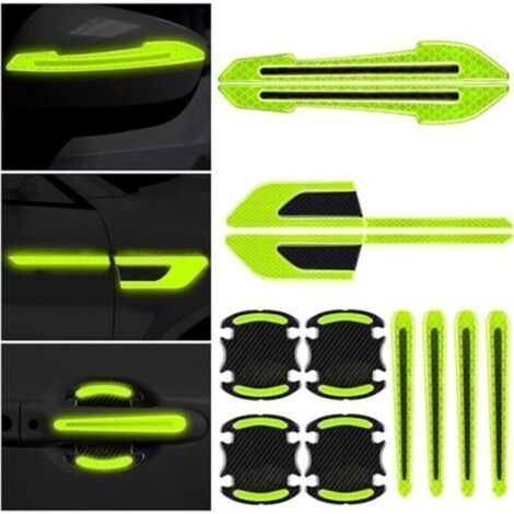 12 Pièces Moulures De Protection De Porte Voiture Bandes Réfléchissantes Décoratives Accessoires De Carrosserie Anti Collision Étanches Et Durables Set De(Green) (1/4)