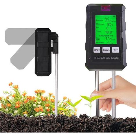 6 en 1 Hygrometre Plante avec Fertilité du Sol Humidité pH Température Lumière Solaire Humidité Ambiante (1/5)