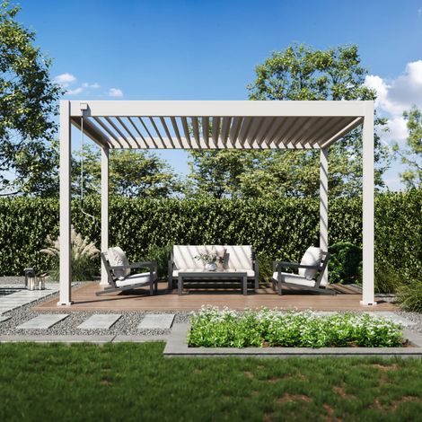 copy of Pergola bioclimatica Ombréa® VS autoportante 3x4M - Beige - Lamelle bianche (1/5)
