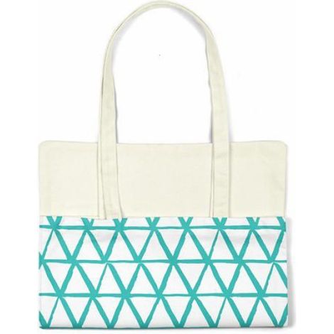 Tote bag en coton bleu Bonamaison - sac shopping réutilisable 34x40 cm (1/4)