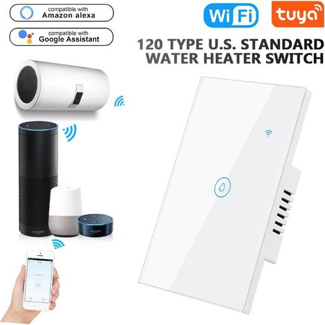 Tuya Interruttore Touch per Scaldabagno Smart WiFi e Bluetooth 40A  Colore: Bianco (1/4)