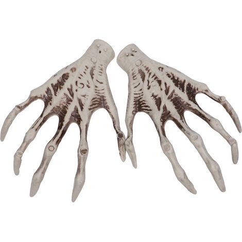 Squelette de sorcière d'Halloween - 1 paire de mains réalistes en plastique effrayantes pour décoration d'Halloween (1/5)