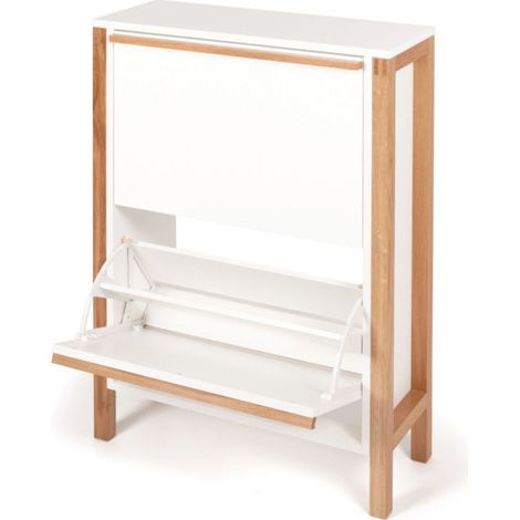 Meuble à Chaussures 2 Compartiments "Northgate" 93cm Blanc (1/4)