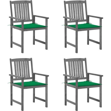 Lot de 4 Chaises de jardin avec coussins Fauteuils de Jardin Gris Bois d'acacia massif 39013 (1/5)