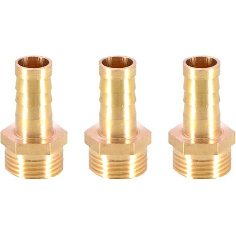 Lot de 3 raccords de tuyau cannelés en laiton 10 mm vers 3/8&34 mâle BSP fileté adaptateur de tuyau (1/3)