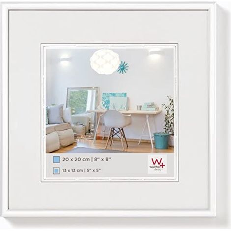 Cadre photo 30x30 cm en plastique blanc – Design moderne pour décoration intérieure – Support inclus – Compatible avec photos jusqu'à 70x100 cm – Walther Design (1/5)
