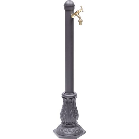 Fontana a colonna Vittoria per casa giardino colore grigio ghisa con rubinetto in ottone lucido mod.303L (1/3)