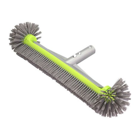 Brosse de piscine ronde robuste pour murs et carrelages avec dos en aluminium renforcé, brosse de qualité supérieure à poils résistants，Vert (1/3)