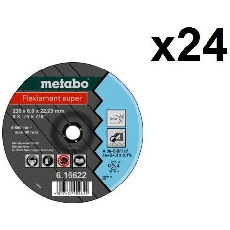 METABO 616604000 - Disco de disco abrasivo per smerigliatrice angolare Flexiamant Super A30-O Disco abrasivo in acciaio inox Ø 150 x 6 x 22,22 mm (Confezione de 25 pezzi).