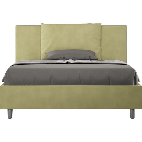 Letto alla Francese rivestito in Microfibra - ANTEA - Colore: Tè verde - Dimensione Rete: 140x190 - Tipologia Letto: Senza Rete (1/4)