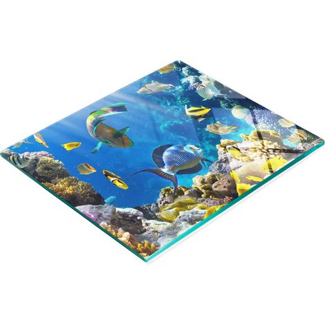 Piatto decorativo multifunzionale in vetro con motivo barriera corallina per cucina, 60x52 cm (1/5)