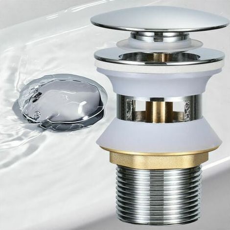 Pop Up Automatique avec Trop Plein Bonde de Vidage Push Open Pour Lavabo en Cuivre Chrom Pop-up vier Lavabo (1/4)