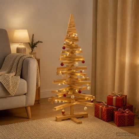 vidaXL Árbol de Navidad de madera KOTKA 90 cm Madera de Pino Maciza (1/5)