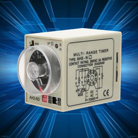 Relais temporisé à l'enclenchement mini, temporisation réglable, double mode AH3 ND AC220V (1/5)