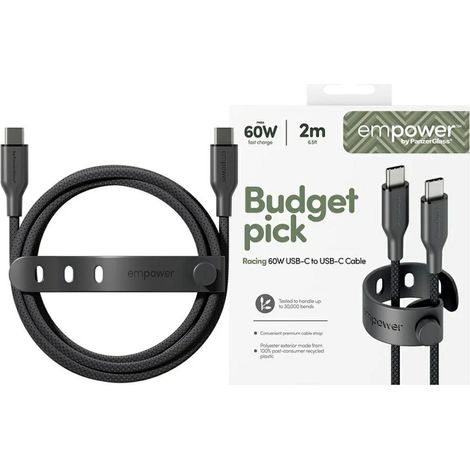 Empower by PanzerGlass Racing 60W USB-C zu USB-C Kabel 2m Schwarz