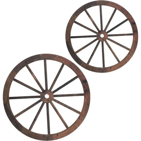 Décoration Murale Bois 2pcs Roues de Chariot Rustiques Vintage en Bois Marron, Style Ferme Antique, Résistant la Déformation pour Décor Mural Intérieur (1/5)