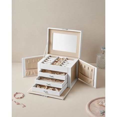 Weißes Schmuckkästchen mit 3 Schubladen (1/5)