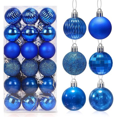 boules De Nol Bleues 36pcs, Boules De Nol En Plastique, Boules Pour Sapin De Nol, Boules  Suspendre Pour La Dcoration De Nol, De Mariage Et De Fte (1/4)